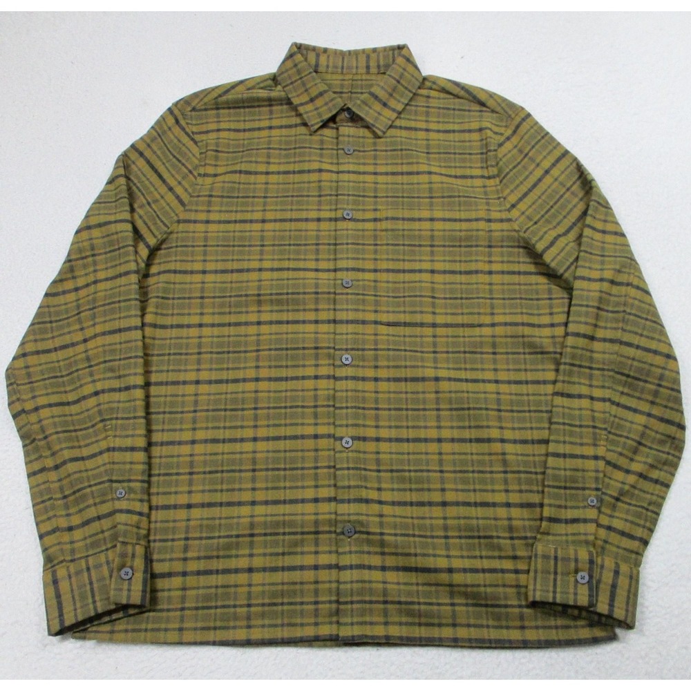 Lululemon Shirt Mens Large Brown Plaid Flannel Long Sleeve Button Up Casual